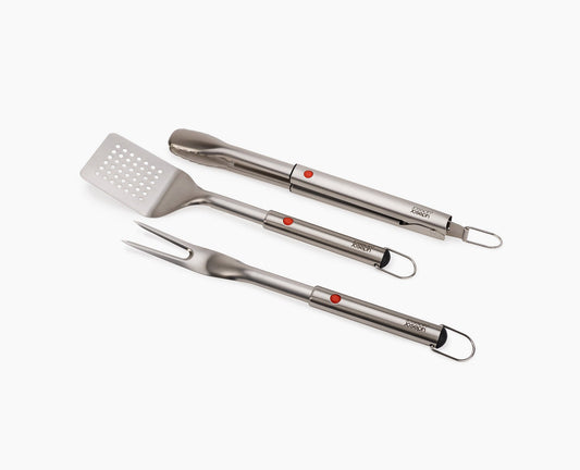 [hidden] GrillOut 3-Piece Stainless-Steel BBQ Turner, Tongs & Fork Set