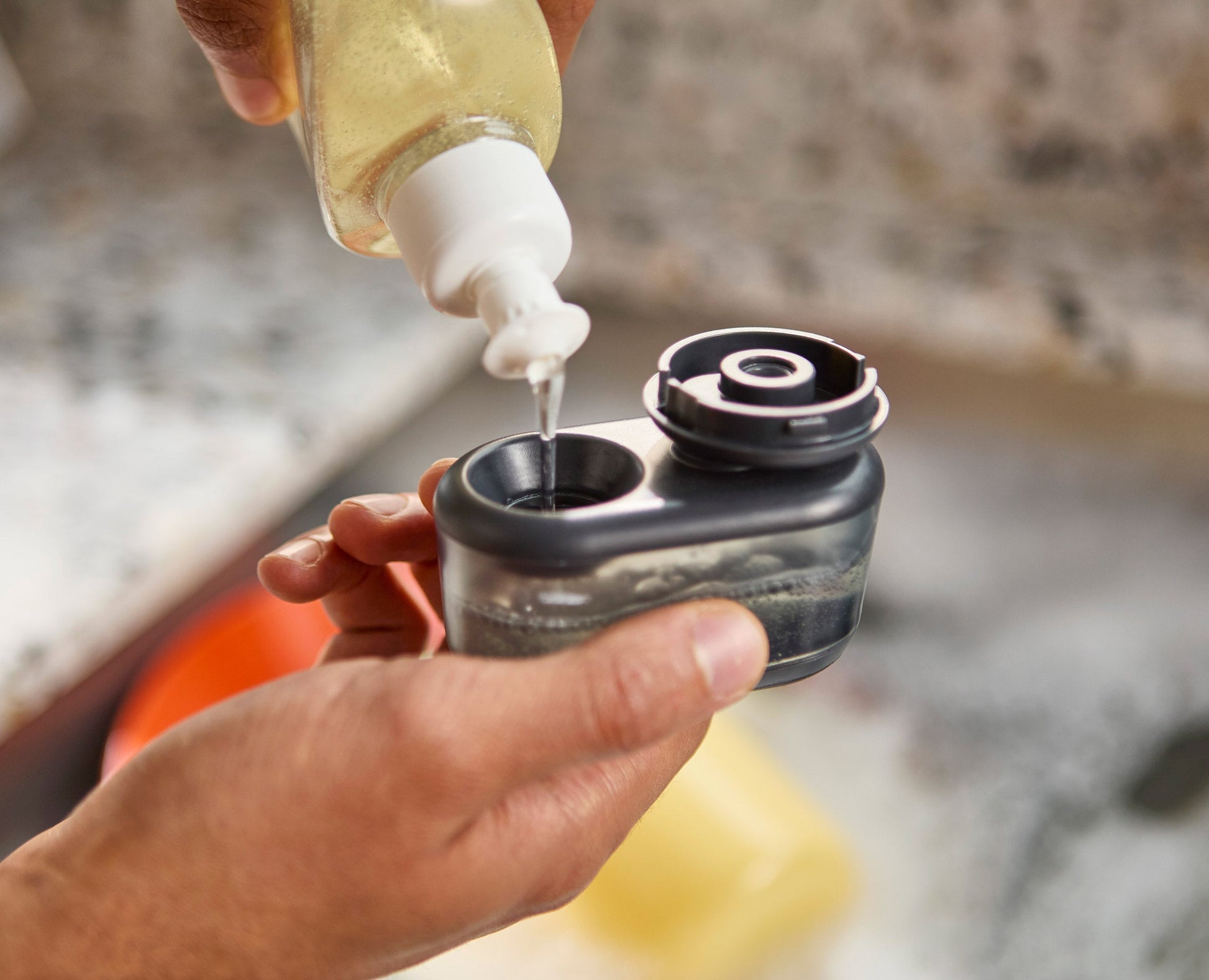 [half-width] SinkTech™ Compact Soap Dispensing Washing-Up Brush with Steel Stand & Extra Heads