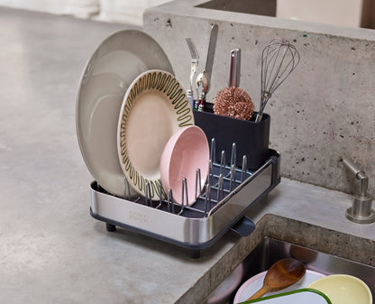 [half-width] Extend™ Slim Steel Expandable Grey Dish Drainer