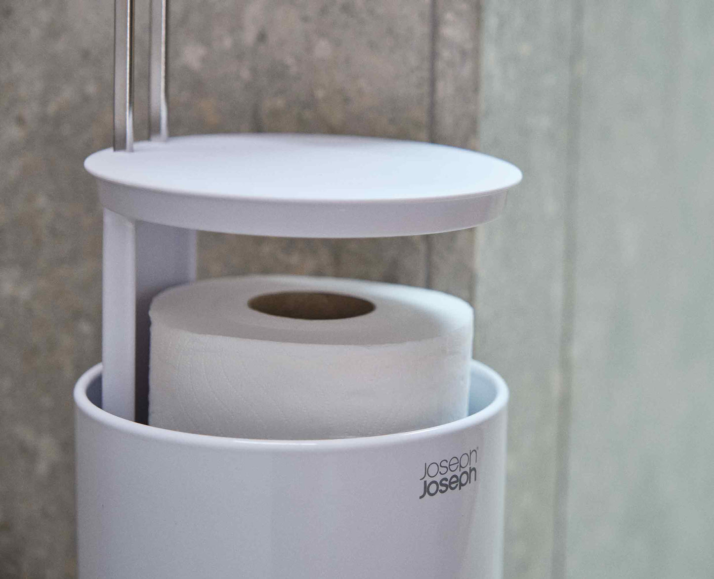 [half-width] EasyStore™ Gloss White Concealed Toilet Roll Holder