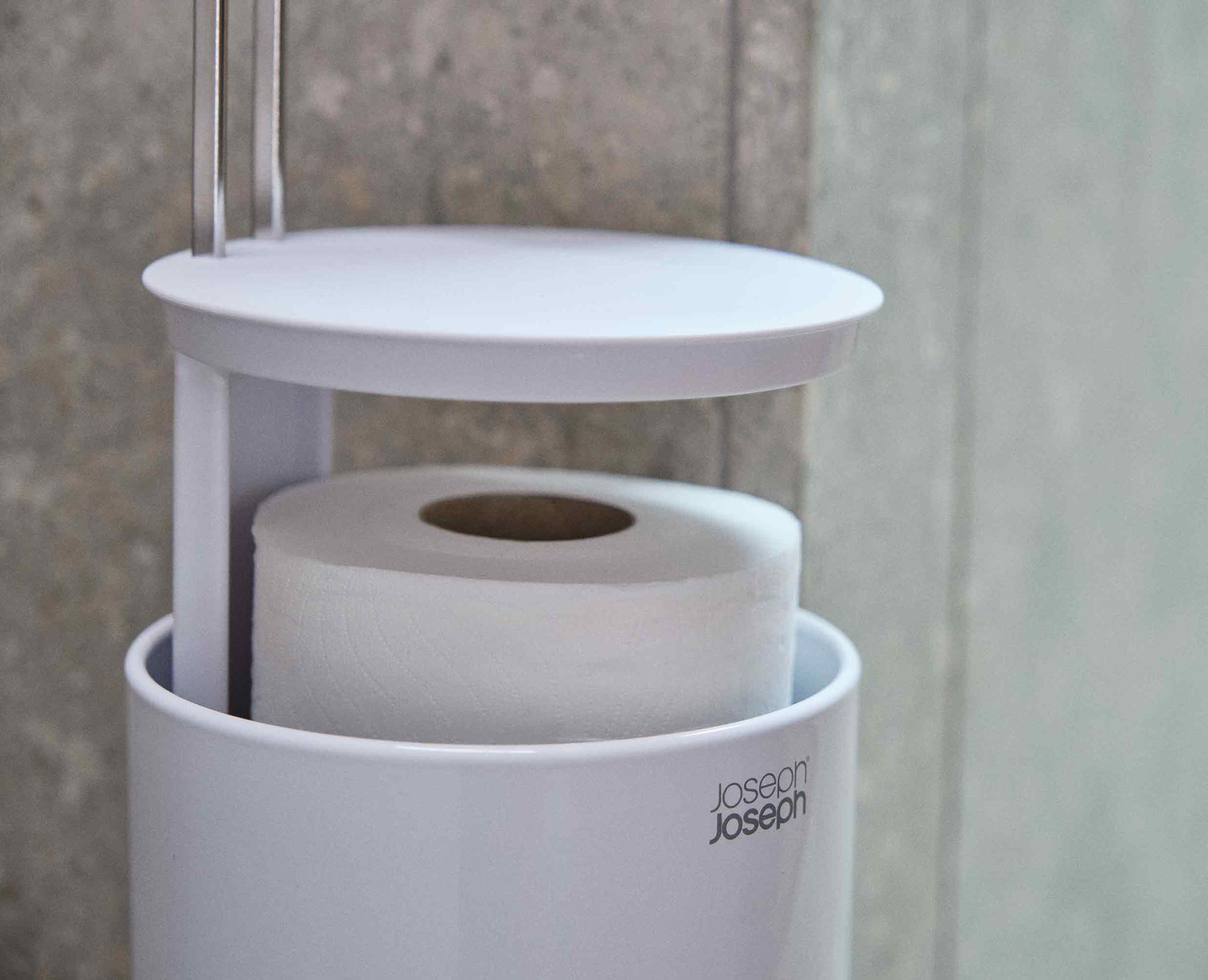 [half-width] EasyStore™ Gloss White Concealed Toilet Roll Holder