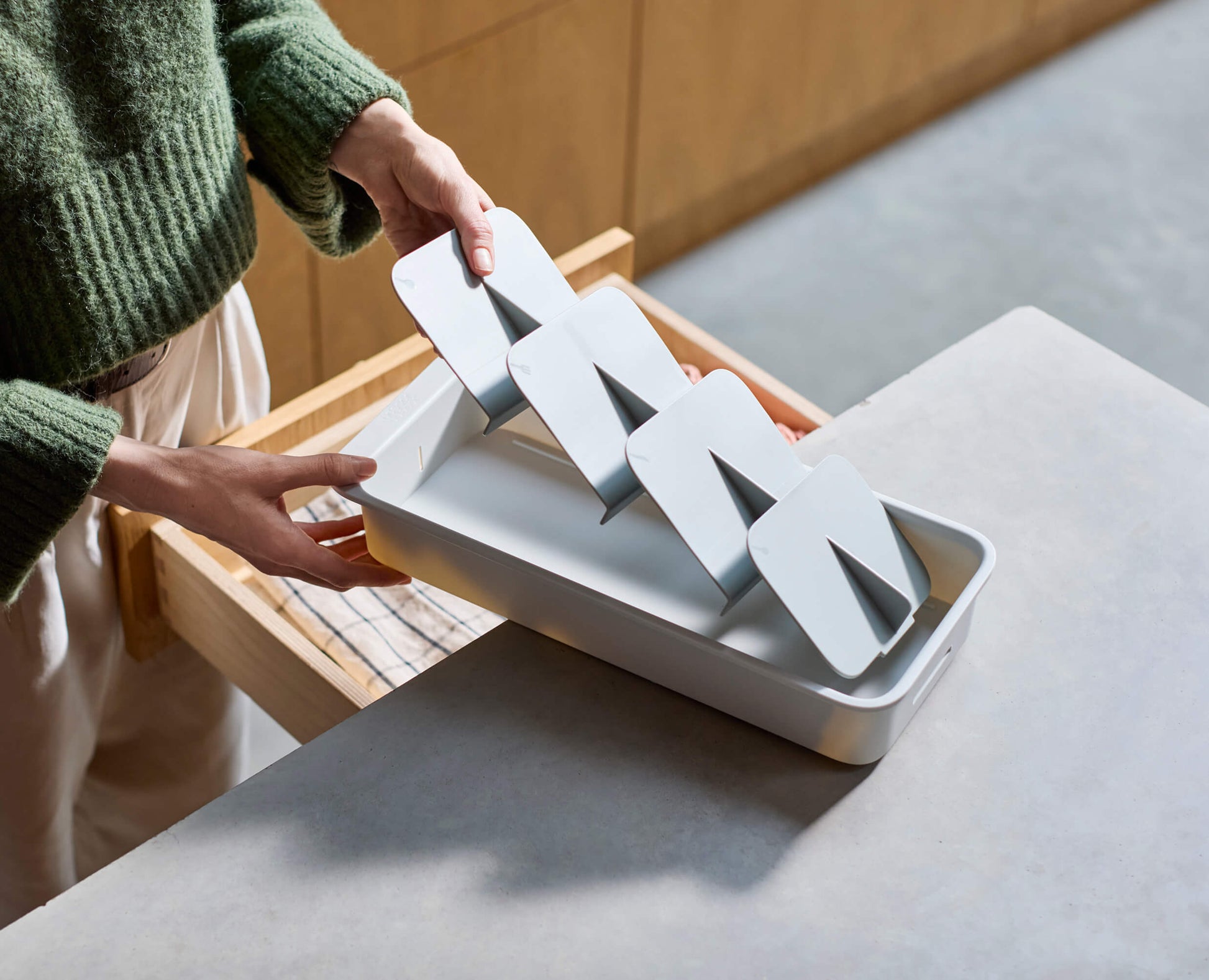 [half-width] DrawerStore™ Large Tiered Cutlery Organiser