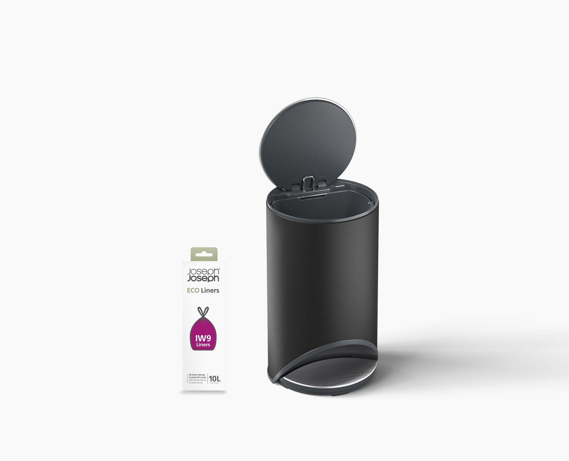 [hidden] Arc™ 10L Easy-push Matt Black Pedal Bin Starter Set
