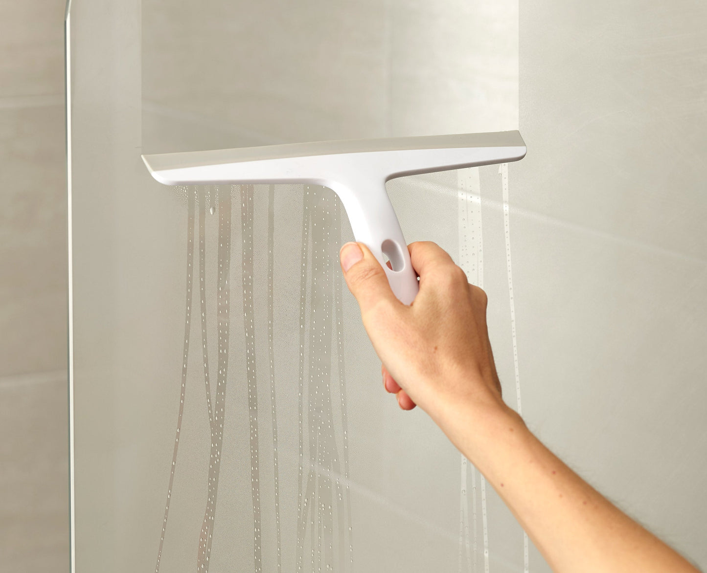 [half-width] EasyStore™ Light Grey Shower Squeegee with Storage Hook - 2 pack