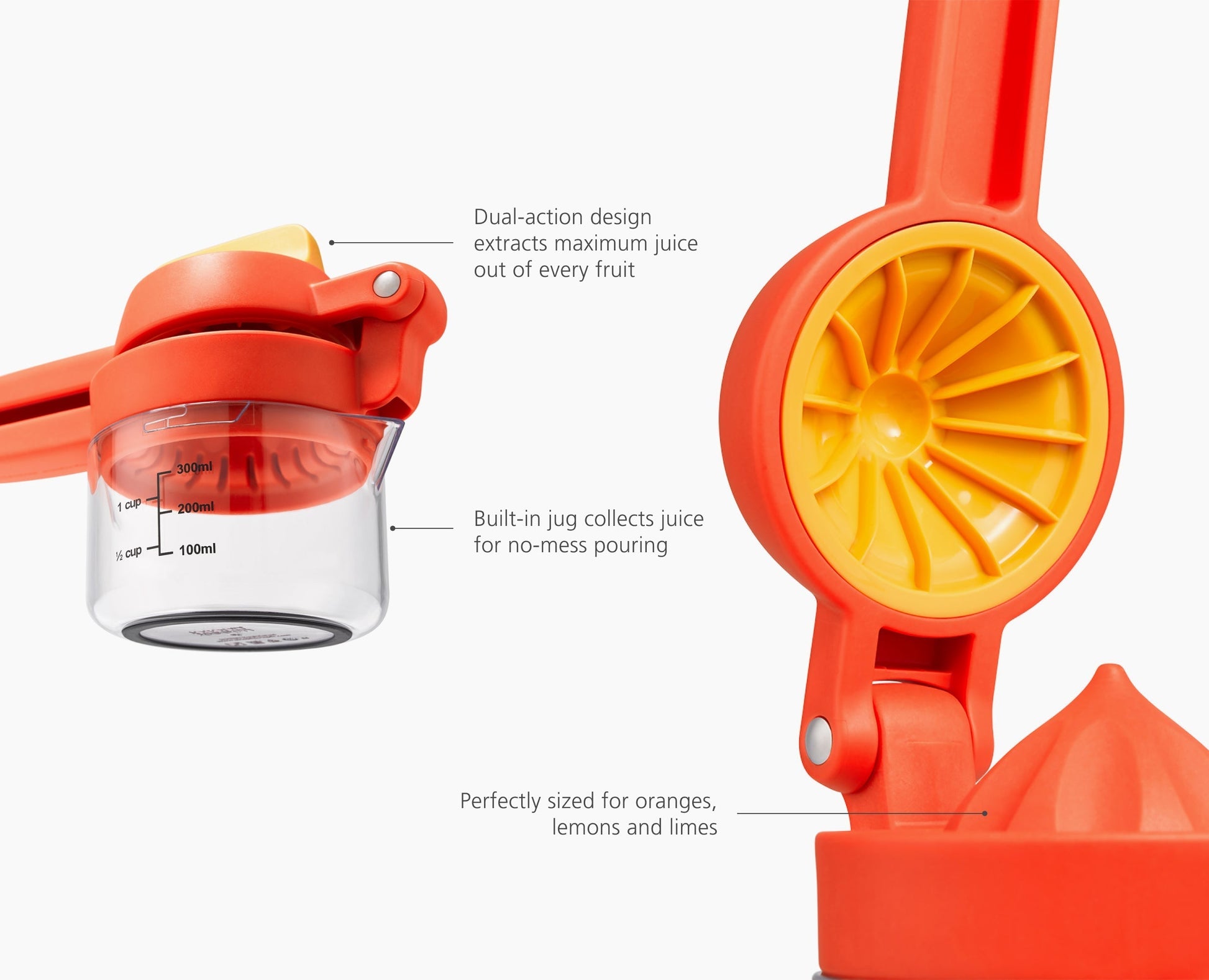 [half-width] JuiceMax™ Plus Dual-Action Orange Citrus Press with Measuring Cup